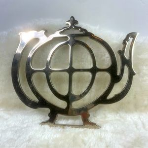 Vintage Trivet TeaPot Silver Plate Made In Italy